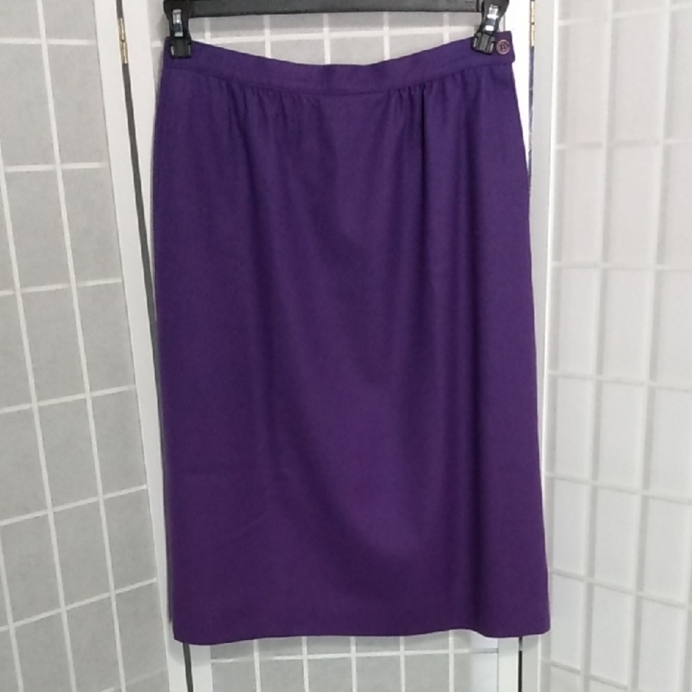 Pendleton 100% Virgin Wool WMNS Purple Pencil Skirt - 10 - Made In USA - Pockets
